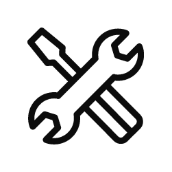 Crossed screwdriver and wrench icon, symbolizing tools or repair.